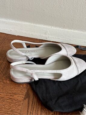 Chanel slingback suede flats